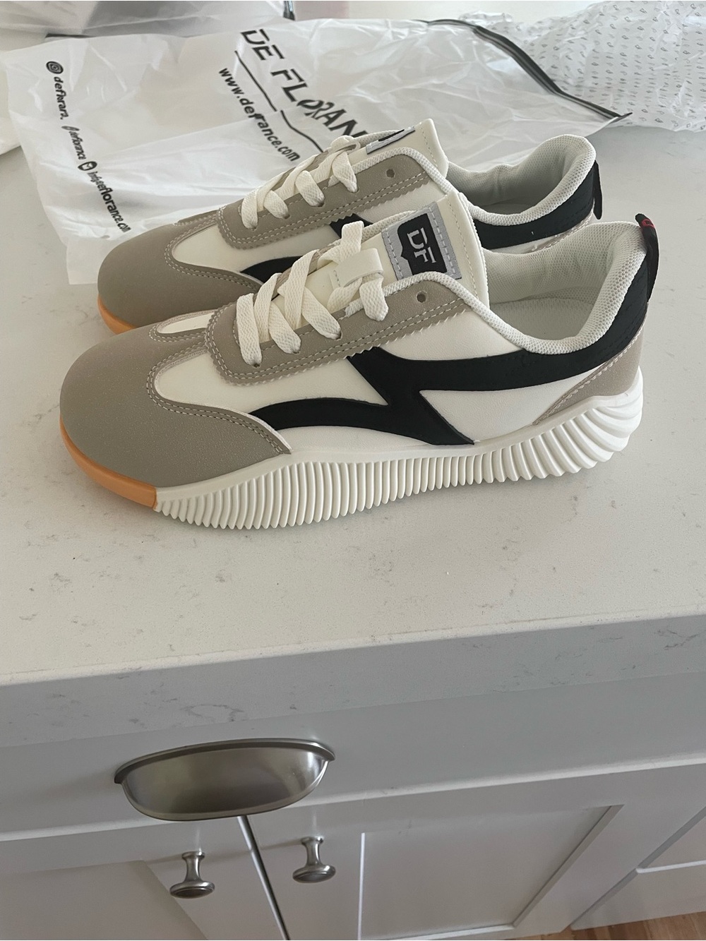 Sporty Women's Athletic Sneakers in White, Gray & Black